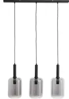 Light & Living hanglamp glas lekar smoke drie-lamps 100x22x32cm zwart, transparant - afbeelding 1