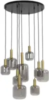 Light & Living hanglamp glas lekar smoke negen-lamps 83.5x79.5cm zwart, transparant - afbeelding 1