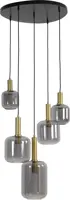 Light & Living hanglamp glas lekar smoke vijf-lamps 66x80cm zwart, transparant - afbeelding 1