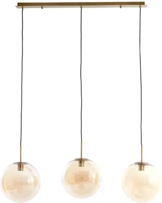 Light & Living hanglamp glas medina amber drie-lamps 120x30x30cm goud, transparant - afbeelding 1