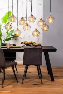 Light & Living hanglamp glas rakel smoke tien-lamps 124x35x60cm zwart, transparant - afbeelding 10