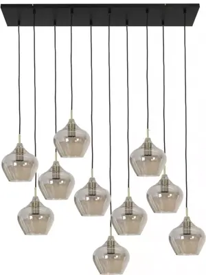 Light & Living hanglamp glas rakel smoke tien-lamps 124x35x60cm zwart, transparant - afbeelding 1