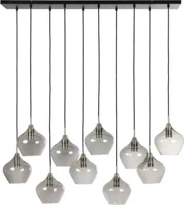 Light & Living hanglamp glas rakel smoke tien-lamps 124x35x60cm zwart, transparant - afbeelding 2