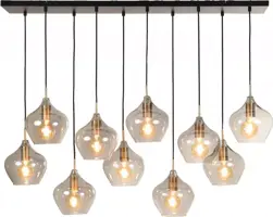 Light & Living hanglamp glas rakel smoke tien-lamps 124x35x60cm zwart, transparant - afbeelding 3