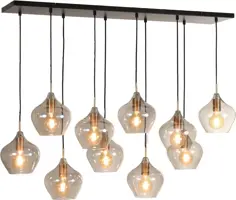 Light & Living hanglamp glas rakel smoke tien-lamps 124x35x60cm zwart, transparant - afbeelding 4