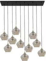 Light & Living hanglamp glas rakel tien-lichts smoke brons 124x35x60cm zwart - afbeelding 1