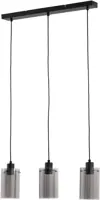 Light & Living hanglamp glas vancouver smoke 3-lamps 65x12x18.5cm zwart, transparant - afbeelding 2