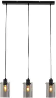 Light & Living hanglamp glas vancouver smoke 3-lamps 65x12x18.5cm zwart, transparant - afbeelding 1