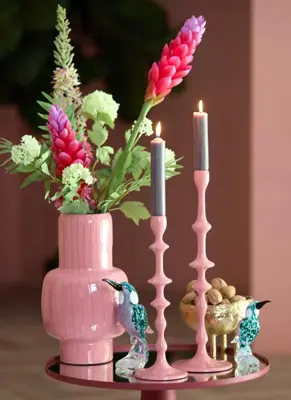 Light & Living kandelaar aluminium vicari 14x43cm roze - afbeelding 3