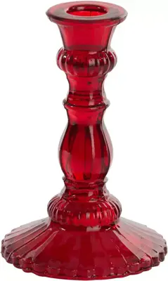 Light & Living kandelaar glas aguma 11x18cm rood - afbeelding 1