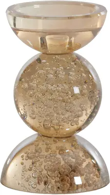 Light & Living kandelaar glas itinga 9.5x15.5cm amber - afbeelding 1