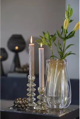 Light & Living kandelaar glas rovelo 8x20cm amber - afbeelding 2