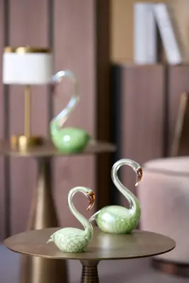 Light & Living ornament glas swan 12x7x17cm groen - afbeelding 3