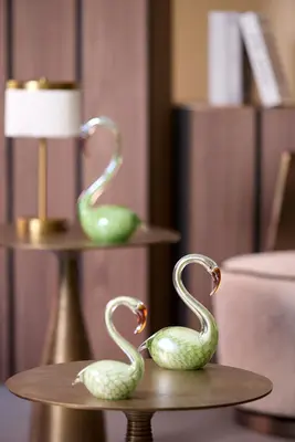 Light & Living ornament glas swan 13x8x20cm groen - afbeelding 3