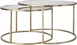 Light & Living salontafel set van 2 glas duarte goud - afbeelding 1