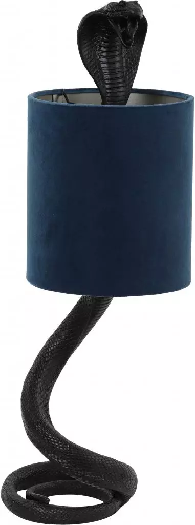 Light & Living tafellamp 20x19x58 cm snake zwart+velvet petrol blauw - afbeelding 1
