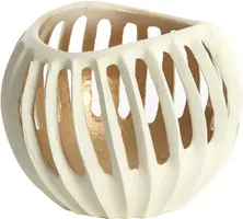 Light & Living theelichthouder aluminium chalco 16x12cm crème - afbeelding 1