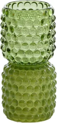 Light & Living theelichthouder glas bublini 9x16cm groen - afbeelding 1