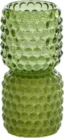 Light & Living theelichthouder glas bublini 9x16cm groen - afbeelding 1