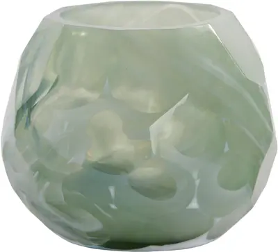 Light & Living theelichthouder glas eliza 10x9cm groen - afbeelding 1