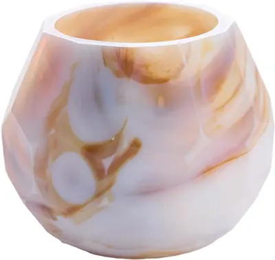 Light & Living theelichthouder glas eliza 10x9cm wit - afbeelding 1