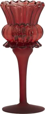 Light & Living theelichthouder glas flowi 8x19cm bordeaux - afbeelding 1