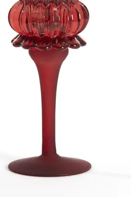 Light & Living theelichthouder glas flowi 8x19cm bordeaux - afbeelding 3