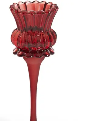 Light & Living theelichthouder glas flowi 8x19cm bordeaux - afbeelding 2