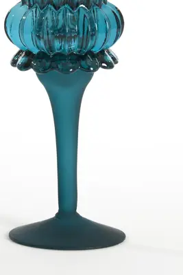 Light & Living theelichthouder glas flowi 8x19cm petrol - afbeelding 3