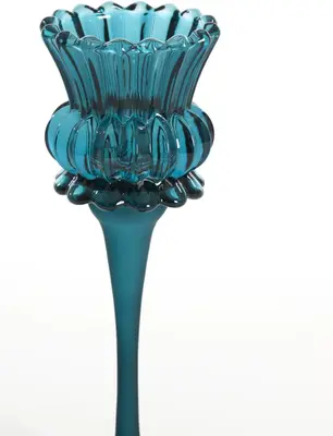 Light & Living theelichthouder glas flowi 8x19cm petrol - afbeelding 2