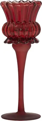 Light & Living theelichthouder glas flowi 8x22cm bordeaux - afbeelding 1