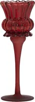 Light & Living theelichthouder glas flowi 8x22cm bordeaux - afbeelding 1