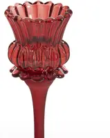 Light & Living theelichthouder glas flowi 8x22cm bordeaux - afbeelding 2