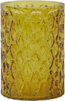 Light & Living theelichthouder glas kinnula 10x14.5cm okergeel - afbeelding 1