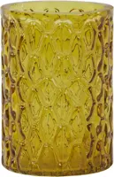 Light & Living theelichthouder glas kinnula 10x14.5cm okergeel - afbeelding 1