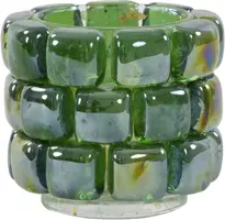 Light & Living theelichthouder glas mosaic 9.5x8.5cm groen - afbeelding 1