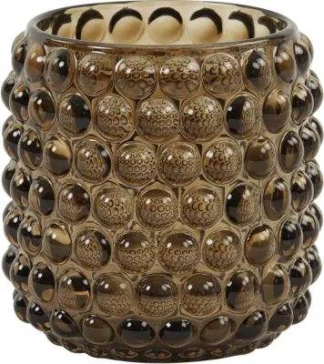 Light & Living theelichthouder glas palet 8x8.5cm donkerbruin - afbeelding 1