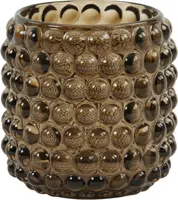 Light & Living theelichthouder glas palet 8x8.5cm donkerbruin - afbeelding 1