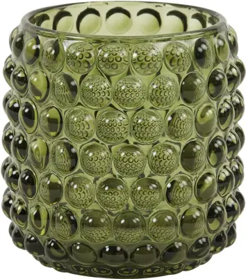Light & Living theelichthouder glas palet 8x8.5cm olijfgroen - afbeelding 1