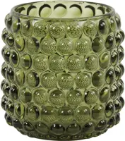 Light & Living theelichthouder glas palet 8x8.5cm olijfgroen - afbeelding 1