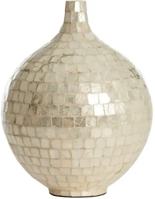 Light & Living vaas bamboe elorza 28x35cm wit - afbeelding 1