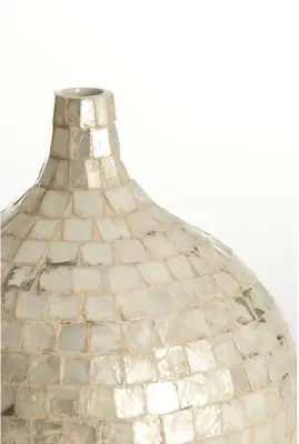 Light & Living vaas bamboe elorza 28x35cm wit - afbeelding 2