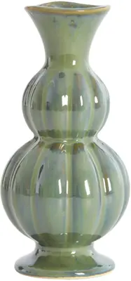 Light & Living vaas keramiek naida 8x17cm donkergroen - afbeelding 1
