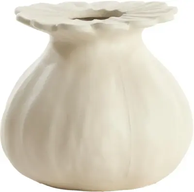 Light & Living vaas keramiek rewa 14x13cm crème - afbeelding 1
