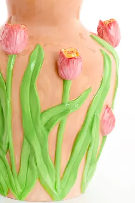 Light & Living vaas keramiek tulip 21.5x26cm roze - afbeelding 3