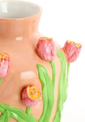 Light & Living vaas keramiek tulip 21.5x26cm roze - afbeelding 2