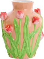 Light & Living vaas keramiek tulip 21.5x26cm roze - afbeelding 1