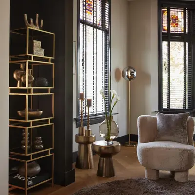 Light & Living vloerlamp glas medina smoke 30x160cm goud, transparant - afbeelding 9