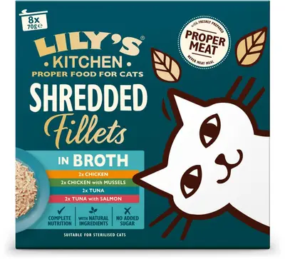 Lily's Kitchen Shredded Fillets Malse Reepjes Multipack kattenvoer 8x70gr - afbeelding 1