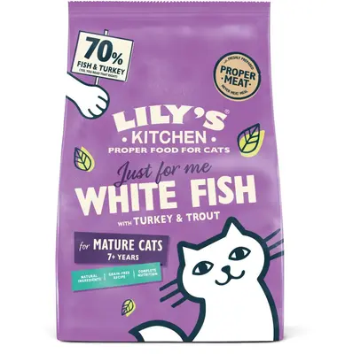 Lily's Kitchen Witvis en Kalkoen Senior Kattenvoer 800g - afbeelding 1